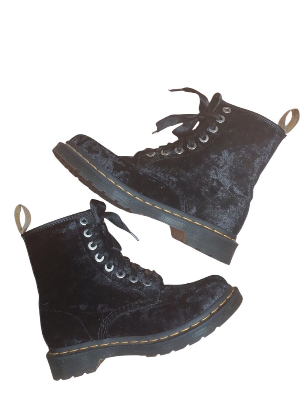 Dr. Martens Velvet Black Vegan Lace-Up Combat Boots 1460